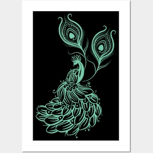 Peacock tattoo ( Front and Back) Posters and Art